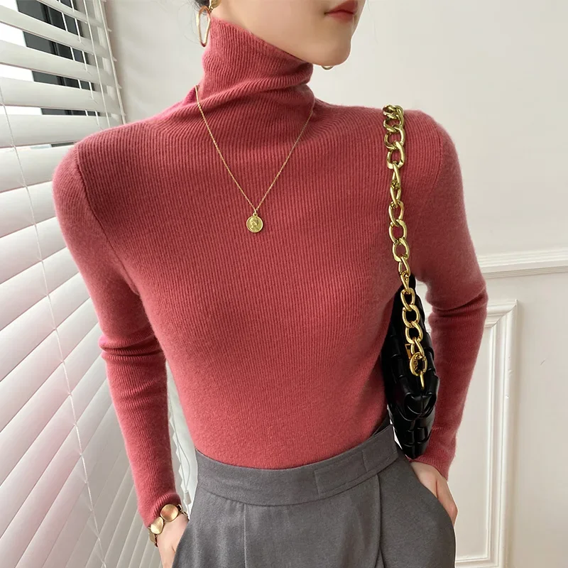 

Autumn Winter Women Sweater Turtleneck Cashmere Sweater Women Knitted Pullover Fashion Keep Warm New Long Sleeve Tops A314