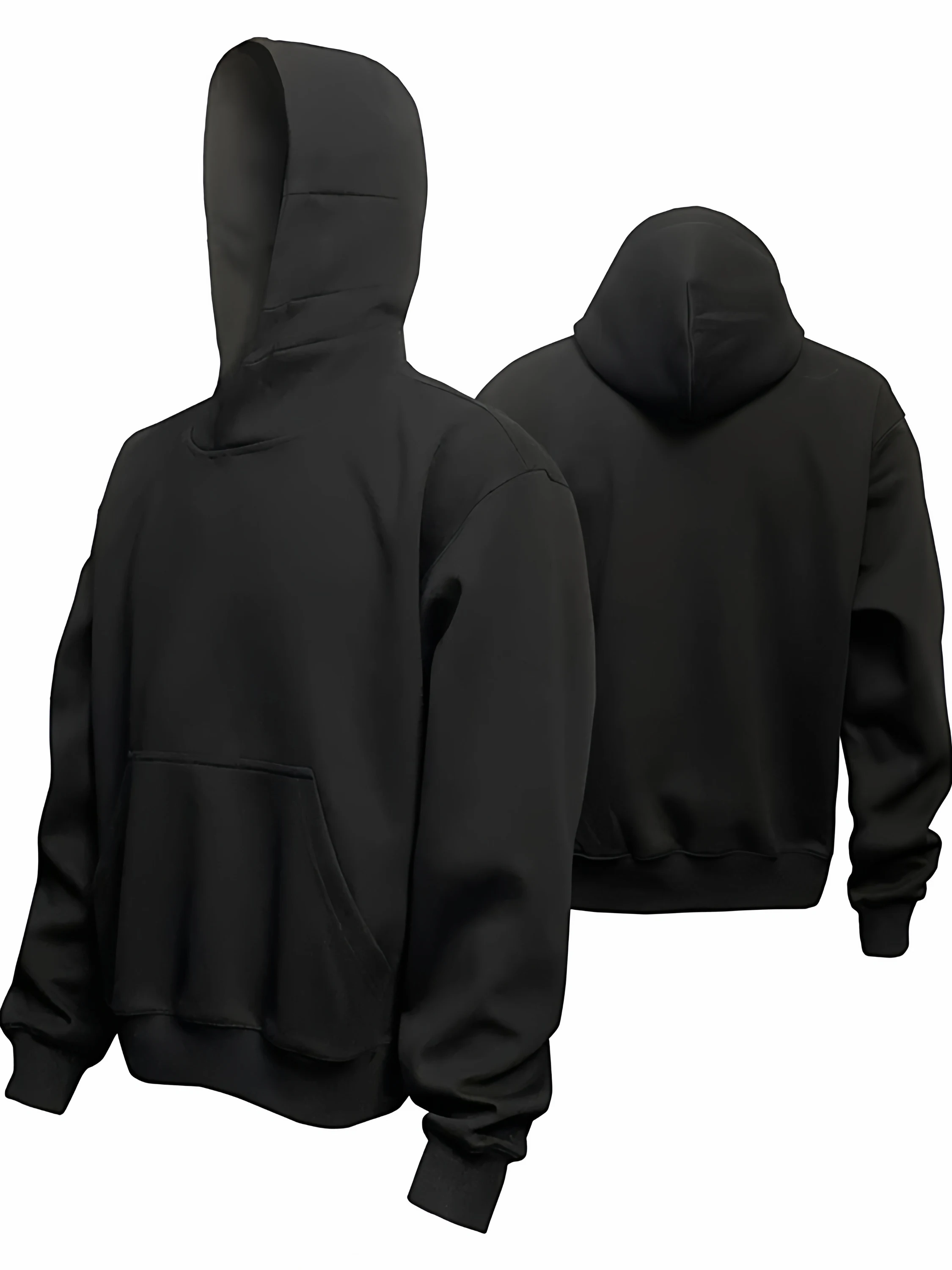 

Black Hoodie Men's Short Style American Brand Heavyweight Shortened Appearance Effect Cotton Casual Wear for Autumn Winter