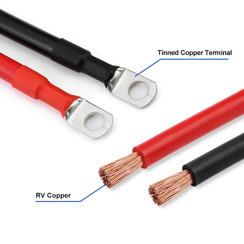 8/6/4AWG Batterie-Wechselrichterkabel 20/30/40/50/60/100CM mit M8-Klemme PVC-Isoliertes RV-Kupferkabel für Autoverbindungen – Detail 3