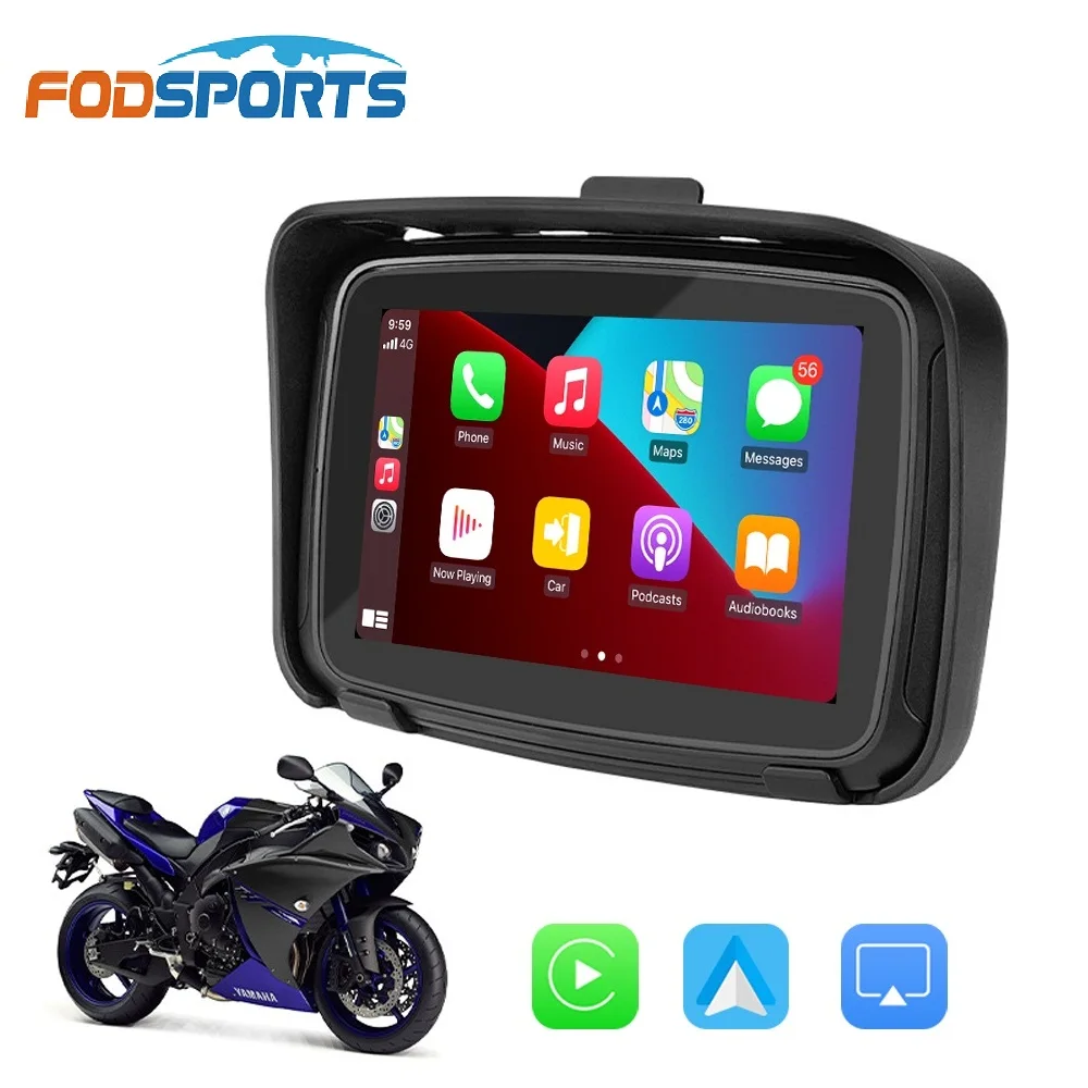 

Fodsports 5 inch Motorcycle Carplay Waterproof Wireless Carplay Android Auto GPS Navigation Display