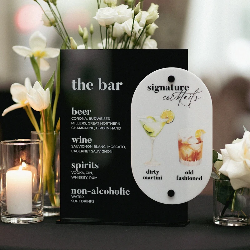 Wedding Signature Cocktails Sign,Wedding Bar Sign,Signature Drinks Sign,Bar Signage,Acrylic Drink Menu Sign,Wedding Reception