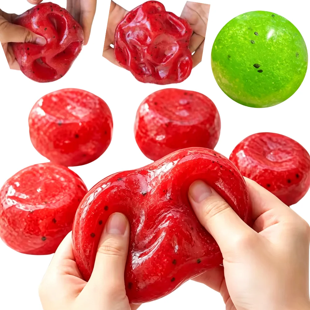 Handmade Watermelon Slushy Squishy Toy Soft Slow Rebound Stress Relief Squeeze Toy Realistic Fruit Simulation Model Adult Gift