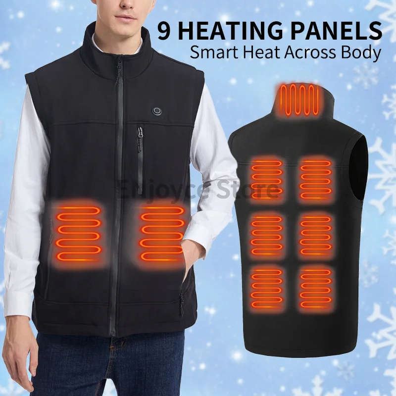 Men Heated Vest 2024 Fall Winter Women Thermal Waiscoat with 9 Heated Zones 3s Quick Heating Warm Sleeveless Outdoor Coat