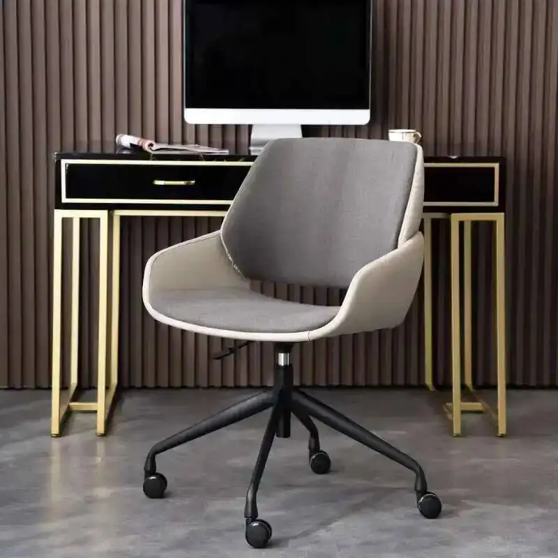 كرسي مكتب مع عجلات كرسي عريض بأرجل متقاطعة، كراسي مهام كمبيوتر دوارة مريحة قابلة للتعديل لغرفة المعيشة في المكتب #3