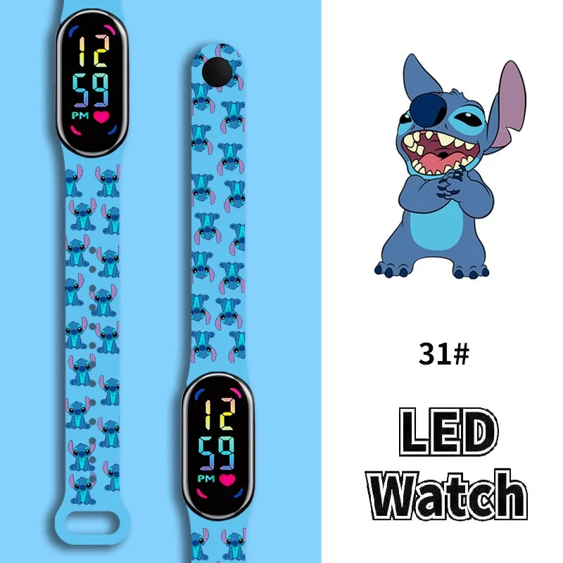 

Disney Digital Kids' Watches Anime Figures Stitch LED Luminous Watch Touch Waterproof Electronic Sports Watch Kids Birthday Gift
