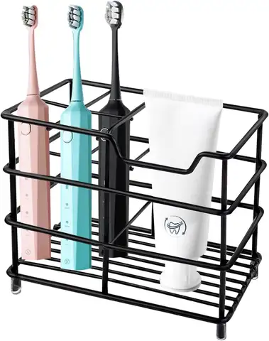 4 Slots 304 Stainless Steel Toothbrush Holder Black Punch Free Bathroom Organizer With Toothpaste Groove Modern Iron Art Electric Toothpaste Toothbrush Storage Rack Bathroom Accessories For Home Sanitation