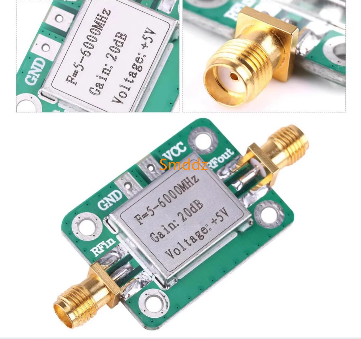 

5 шт., ультраширокополосный радиочастотный усилитель средней мощности (5 М–6 ГГц, усиление 20 дБ)