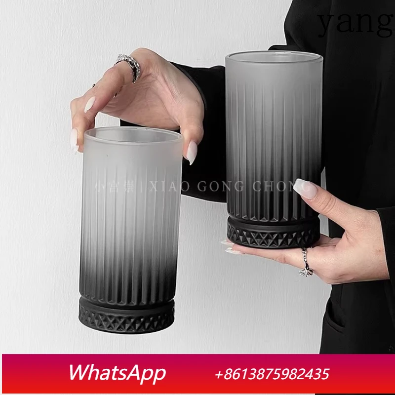 

LMM matte gradual change black glass drinking cup high value women's household beverage cup