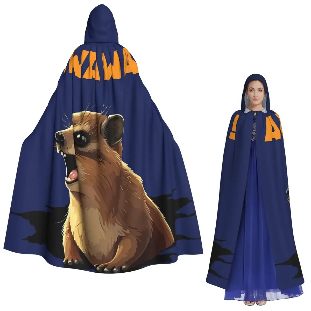 

Rock Hyrax Lover Awawa Funny Groundhog Dassi Long Hooded Cloak Witch Medieval Costume Cosplay Cape HalloweenParty Adult Unisex