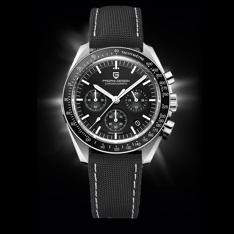 PAGANI DESIGN 1701 Moon Watches 2026 New Woven Strap Luxury Quartz Watch For Men Speed Chronograph AR Sapphire Mirror Wristwatch