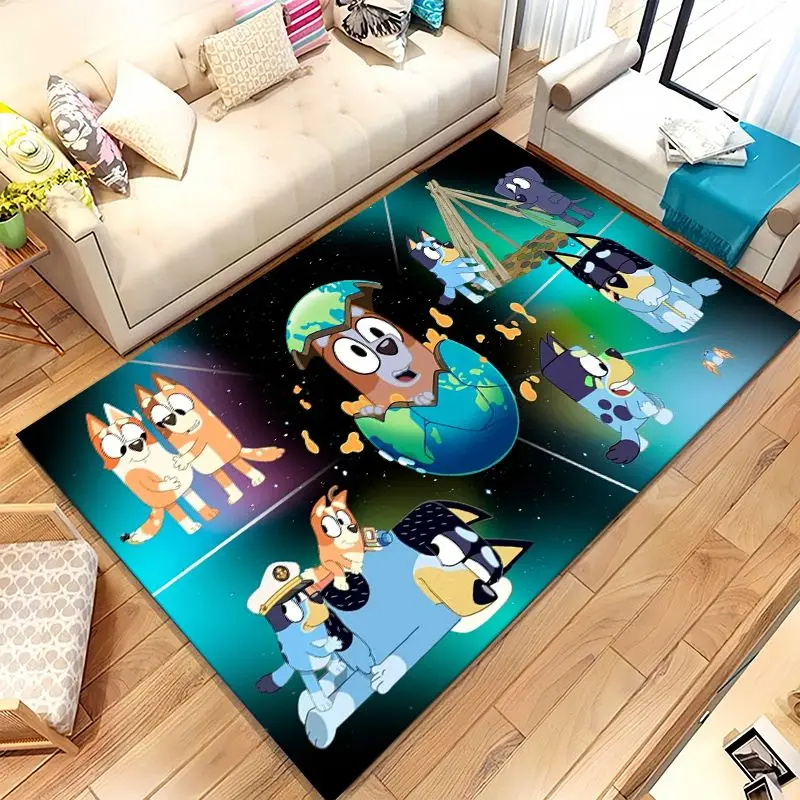 Cartoon Blue Dog Puppy Bingo Soft Non-Slip Large Area Rug for Living Room,Bedroom Playroom Carpet Mat for Sofa,Home Decor Gift