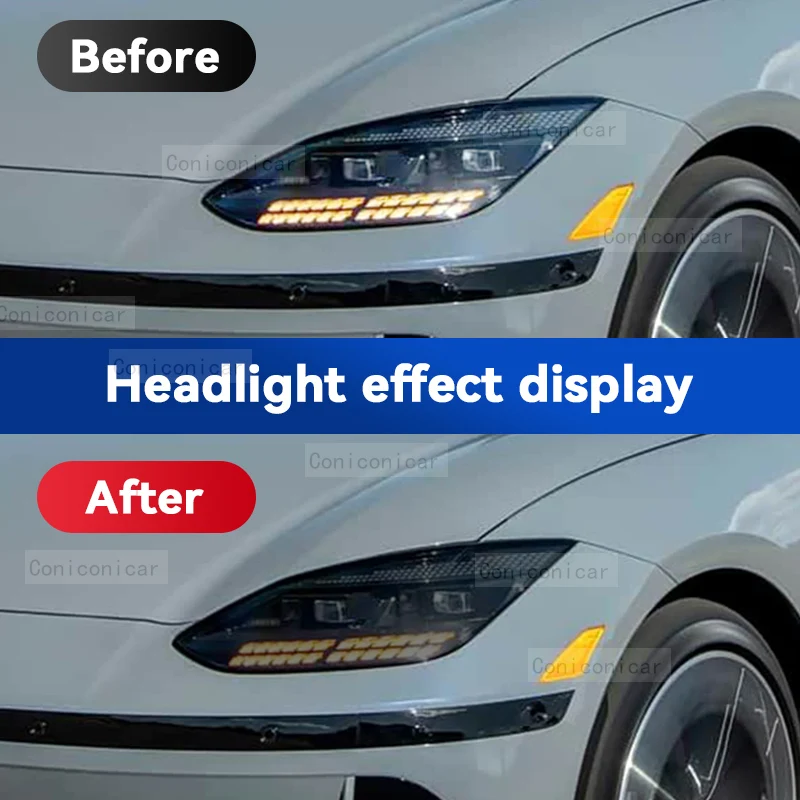 For HYUNDAI IONIQ 6 2025 Car Headlight Protective Cover Film Front Light TPU Anti-scratch Headlamp Tint Sticker
