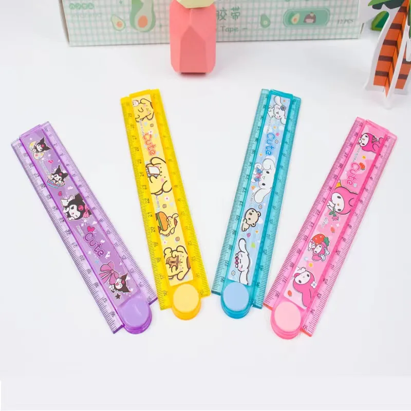 4 Kawaii Sanrio Melody Rulers Cute Cinnamon Folding Rulers 30cm Drawing Tools Stationery Gifts School Supplies