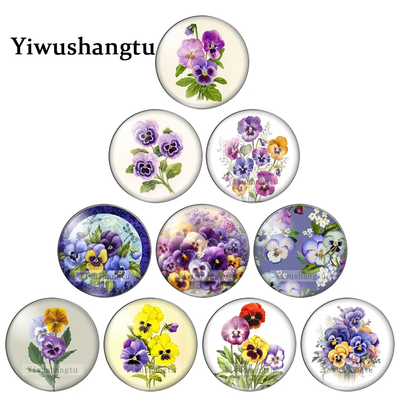 Pure purple morning glory Flowers Patterns 8mm/12mm/20mm/25mm Round photo glass cabochon demo flat back Making findings