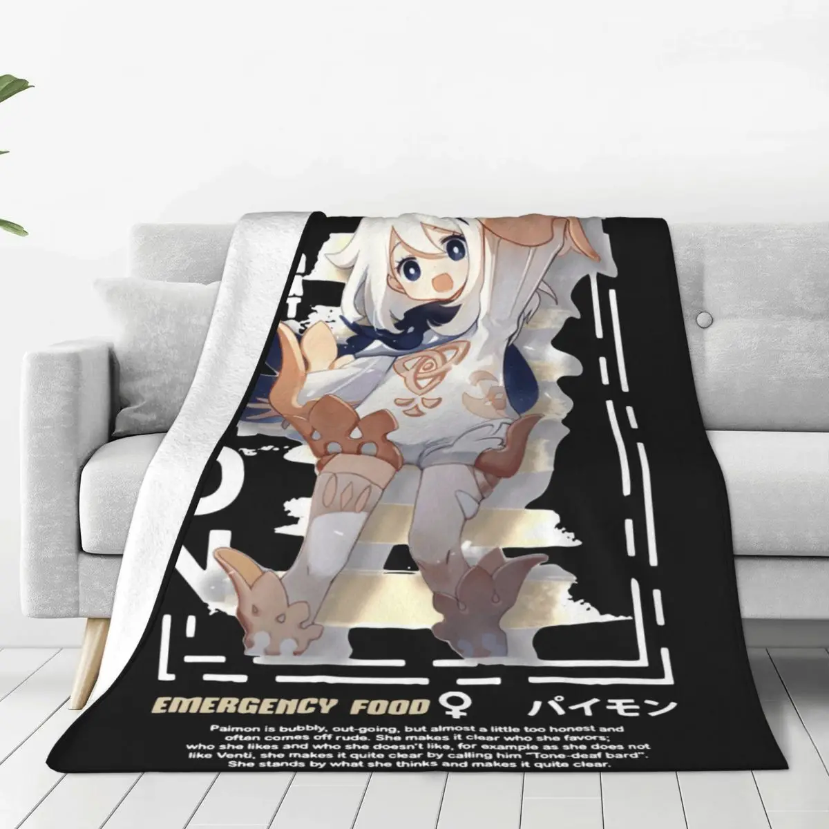 

Genshin Impact Paimon Knitted Blankets Wool Throw Blankets Bed Sofa Portable Lightweight Bedspreads
