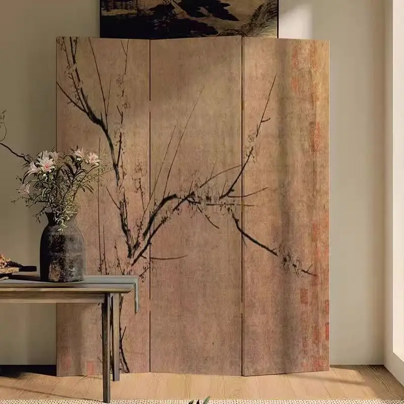 

Customizable screen folding mobile new Chinese classical wabi sabi office partition living room plum blossom bedroom block