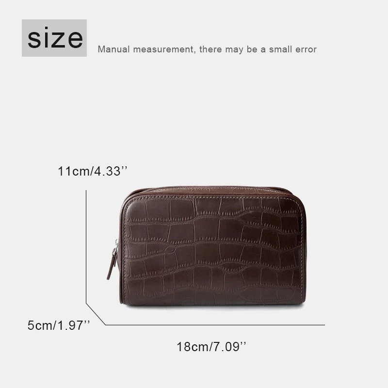 Customize Initials First Layer Cowhide Crocodile Pattern Clutch Makeup Bags For Women Luxury Designer Purses Leather Organizer
