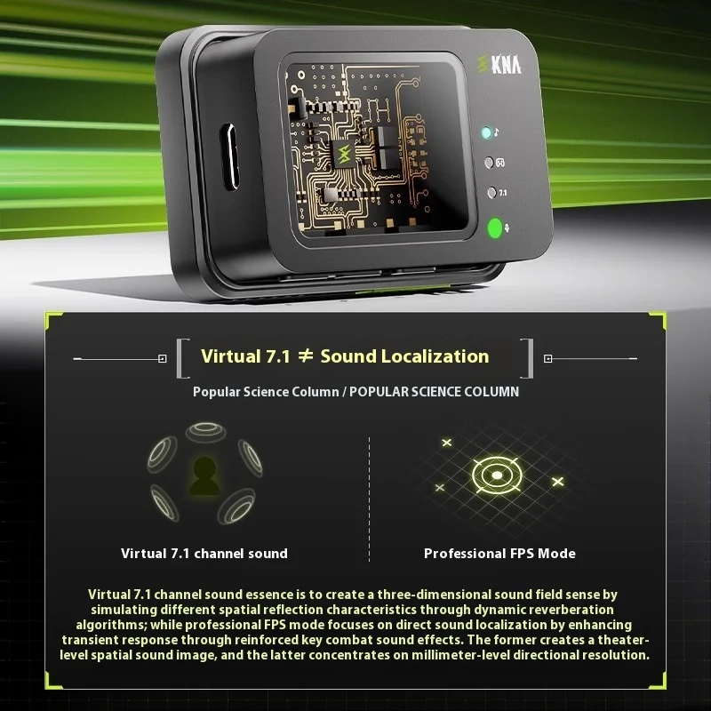 Custom Virtual 7.1 Gaming Sound Card KNA Light Environment Esports Earphones External HiFi for PC FPS Professional Gift