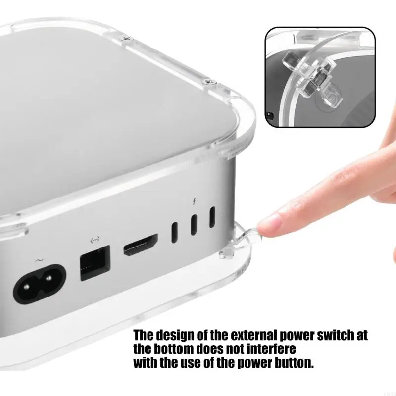CORA Acrylic Stand Case for Desk Display and Device Placement, Clear Support Shell with Mounting Hardware for Small Computer
