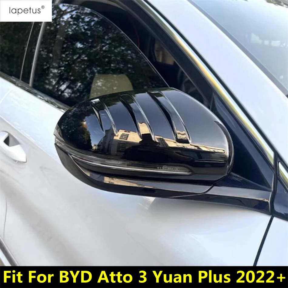 Rearview Mirror Cap Shell Decoration Protection Cover Trim For BYD Atto 3 Yuan Plus 2022 - 2024 ABS Black Accessories Exterior