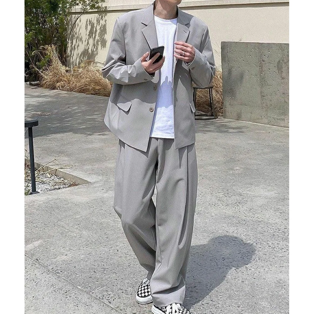 

Men's Suit Two-piece Casual Fashion Suit Men's Single-breasted Loose and Comfortable Workwear Man Pants Wedding Suits Pant Sets