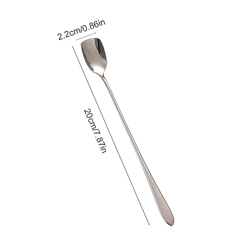 ملعقة تقليب بمقبض طويل من الفولاذ المقاوم للصدأ ، مغرفة حلوى آيس كريم إبداعية ، ملعقة خلط شاي كوكاتيل كوري ، أدوات مائدة ، 20: 50