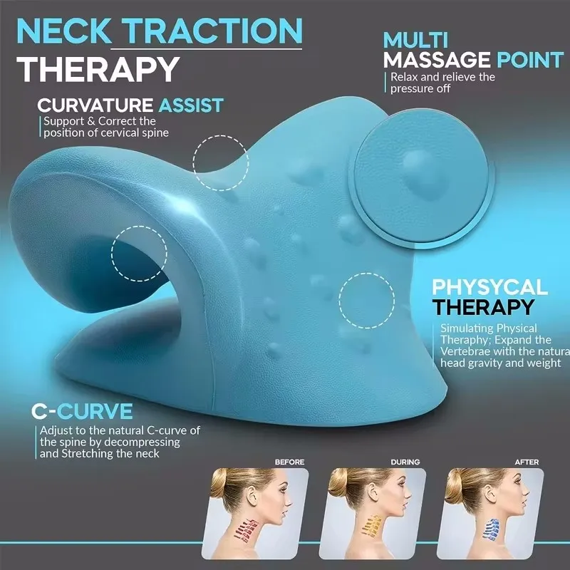 Neck Shoulder Stretcher Relaxer Cervical Chiropractic Traction Device Pillow For Side Back Stomach Sleeper Remedial Pillows