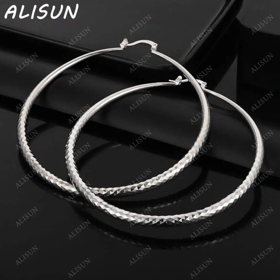 

ALISUN 925 Sterling Silver 70mm Hoop Earrings Sutd Earrings For Women Charm Trend Birthday Gifts Fashion Party
