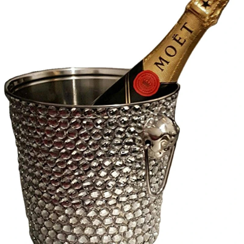 stainless steel ice bucket with bling Ice Bucket with Lid and Strainer - Well Made Insulated Stainless Steel Double Wall