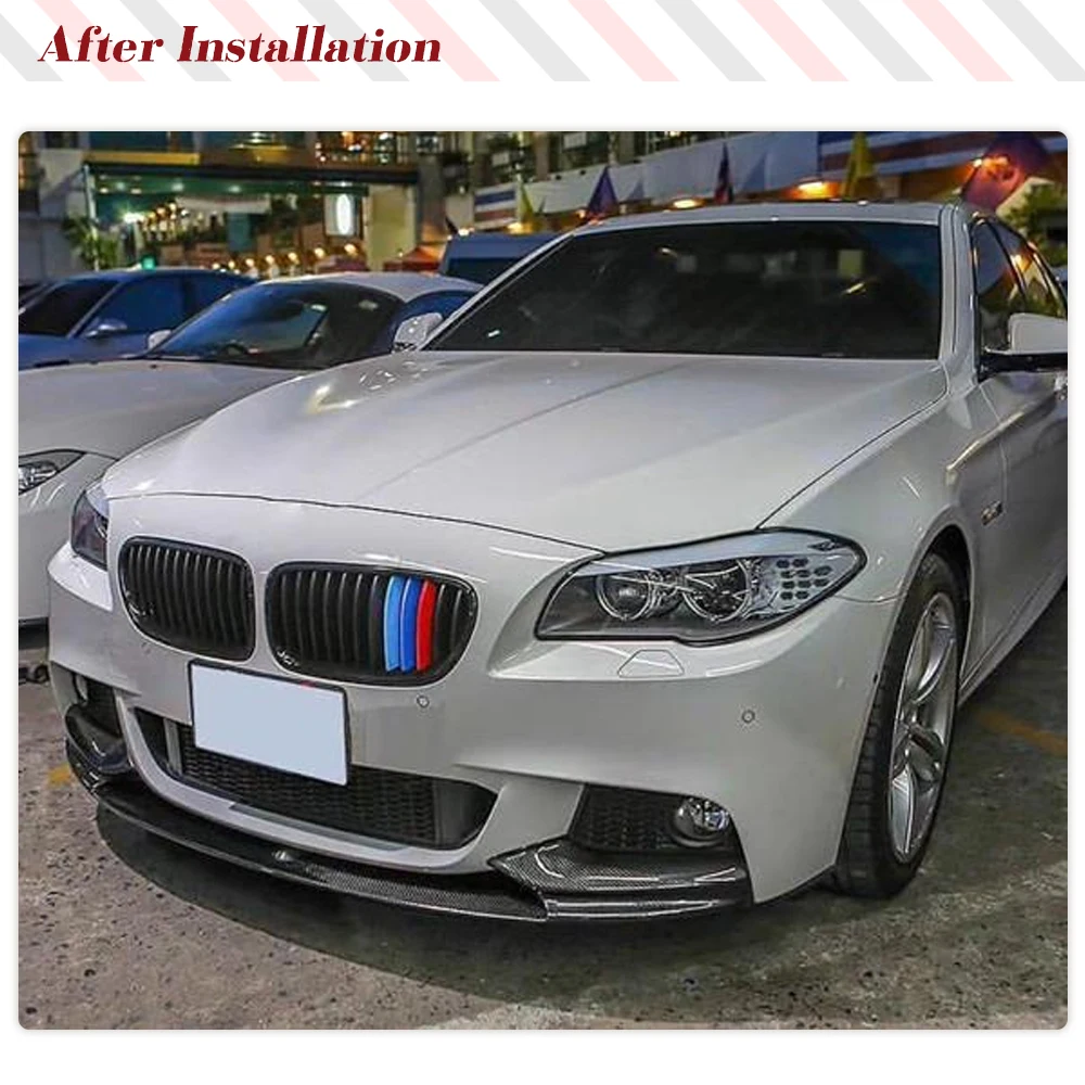 Car Front Bumper Lip Spoiler Splitters for BMW 5 Series F10 F11 F18 M Sport 2011-2016 Carbon Fiber Front Bumper Chin Lip Guard