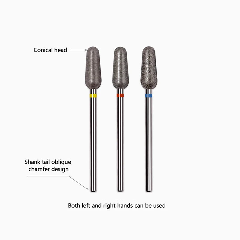 Conical Shape Diamond Nail Drill Bit Manicure Milling Cutter Dead Skin Removal Exfoliating Nail Art Polishing Tools Accessories