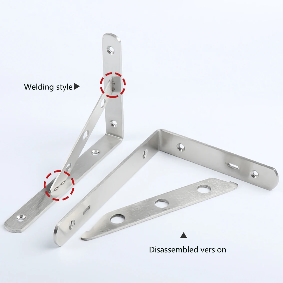 4/6/8/10/12 Inch Stainless Steel Triangle Shelf Brackets L Shape Wall Mounted Thickened Corner Brace Right Angle Support Holder