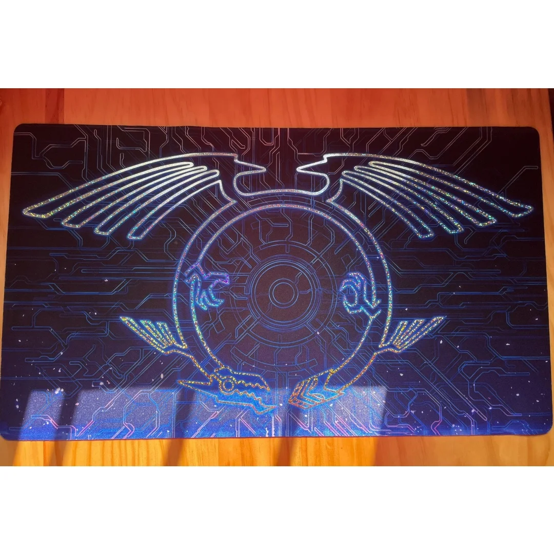 600x350mm Yu-Gi-Oh！5D's Dragon Mark Counter Holographic Playmat Stardust/Crimson Dragon 1.5mmseamless Edge Board Game Card Mat