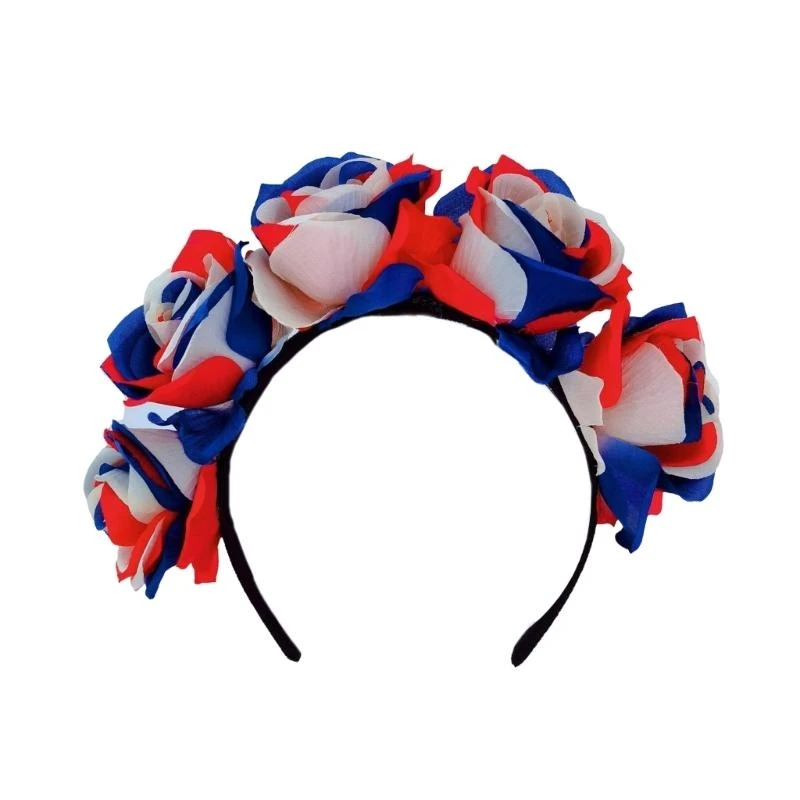 

Three Color Flower Headband Parades Hairhoop Patriotic Headwear for Theme Event Y166