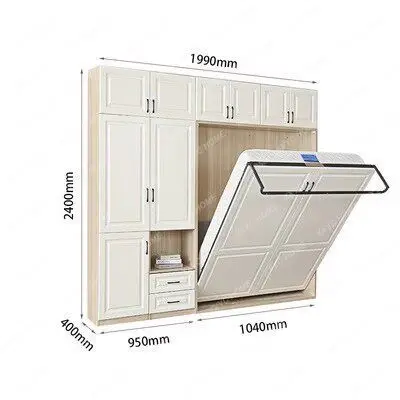 Modern simple invisible bed wardrobe bookcase integrated small apartment wall bed bottom folding bed