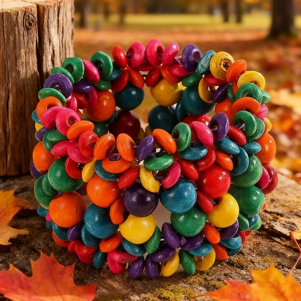 1 قطعة/الوحدة موضة خمر البوهيمي سحر الخرز الخشبي متعدد الألوان مرونة أساور للنساء مجوهرات اكسسوارات الحفلات هدايا