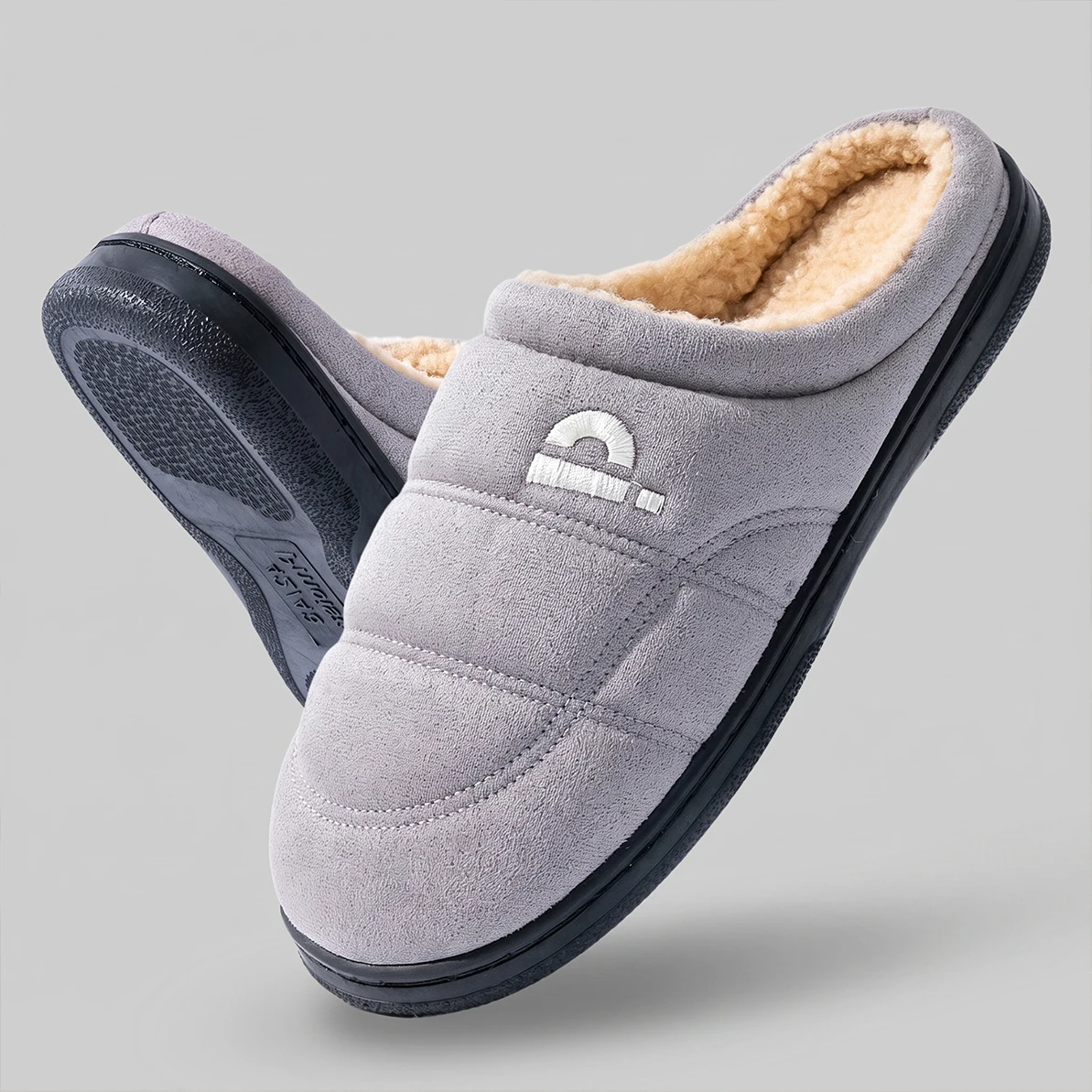 Heren winterpantoffels van effen suède TPR-zool Memory Foam Katoen Warm antislip Comfort Room Home Schoenen Groot 50/51