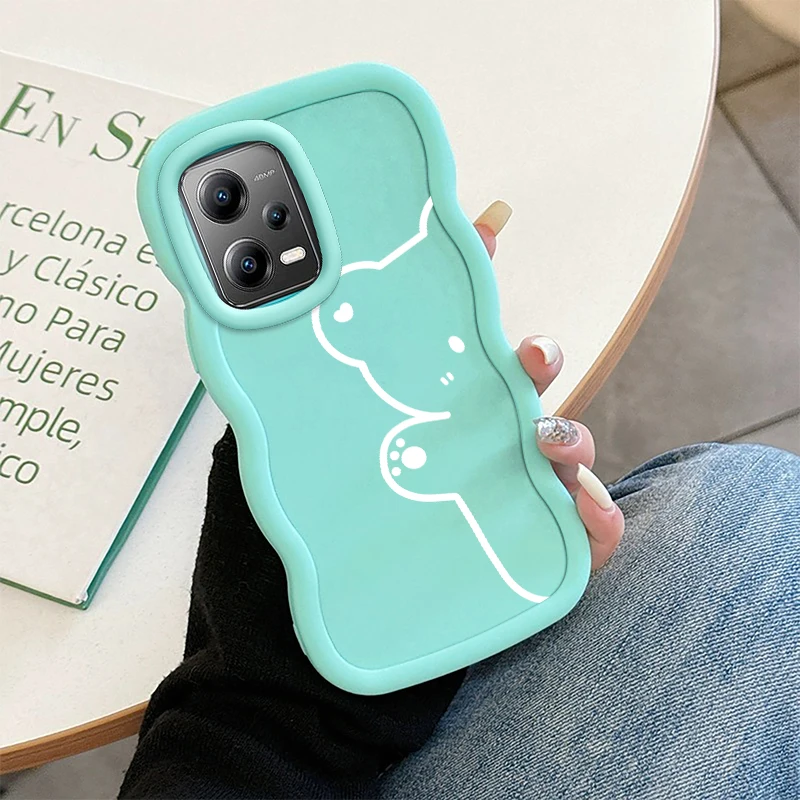 Divertente Gatto Onda di Modo Cassa Del Telefono Per Xiaomi 14T POCO C50 C51 C55 C65 X3 X5 X6 X7 M6 Pro Morbida Protettiva Macaron copertura