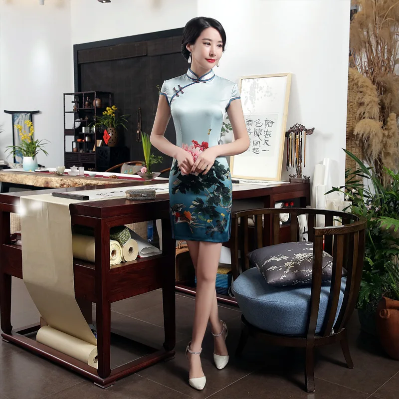 Spring and Summer Women's Clothing Fashionable Elegant Improved Cheongsam Dress Retro Slim Slit
