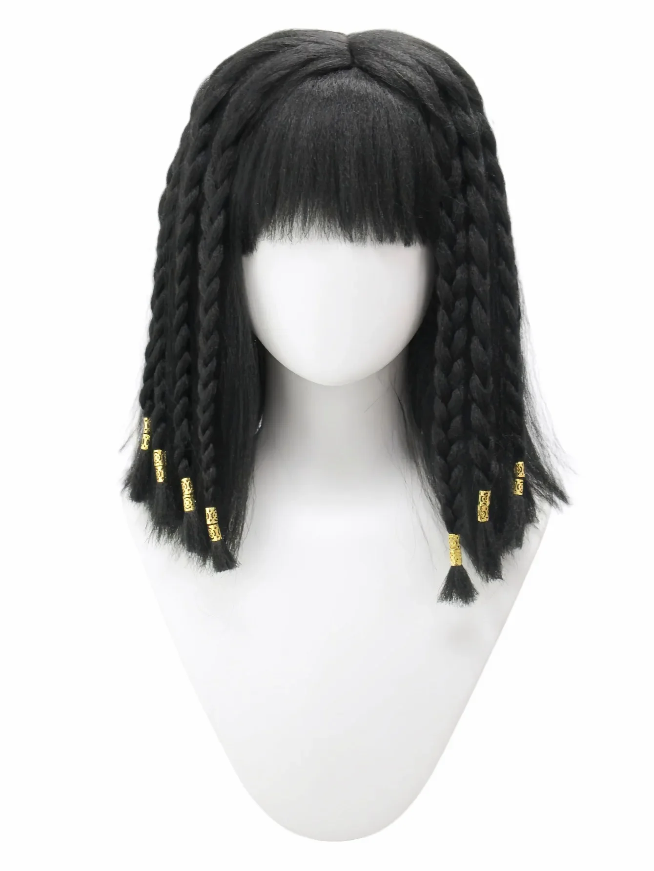High-quality Straight Braided Wig For Cosplay, Black Color, Heat-resistant, Suitable For Anime Character Wigs. Synthetic Wigs .