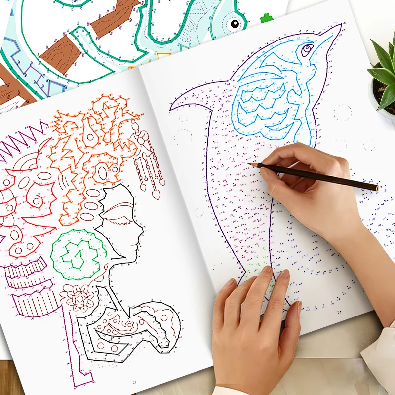 

Книга с увлекательными заданиями «Точка-точка»: сложные головоломки для решения и раскрашивания – развлечение для взрослых и подростков