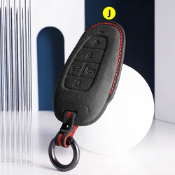 Suede Leather Car Key Case Cover Holder Smart Key Bag For Hyundai Sonata Ioniq 5 Nexo Nx4 Tucson 2022 Sonata 2020 Grandeur Santa