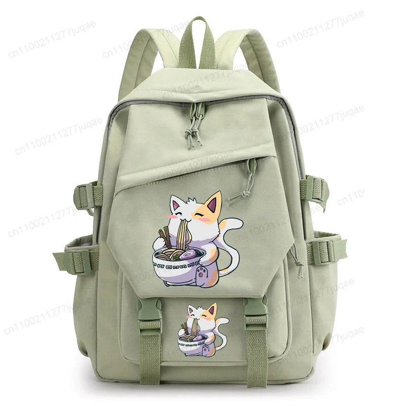 Back To School Funny Ramen Cat Print Backpack Girl School Bag Travel Bag Kitten Fashion Leisure Backpacks Travel Knapsack Bag