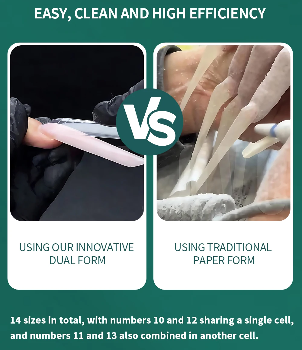 Nailpop Dual Form Formen für Poly-Gel-Nagelverlängerungsset, mehrere Formen, wiederverwendbar, perfekt für DIY-Nagelkunst und Salongebrauch, 70/140 Stück – Detail 3