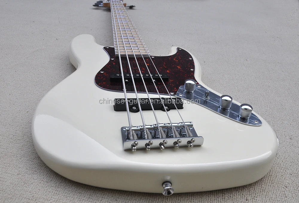Flyoung Milk WHite Electric Bass 5 Strings Maple Fretboard Bass Chrome Hardwares