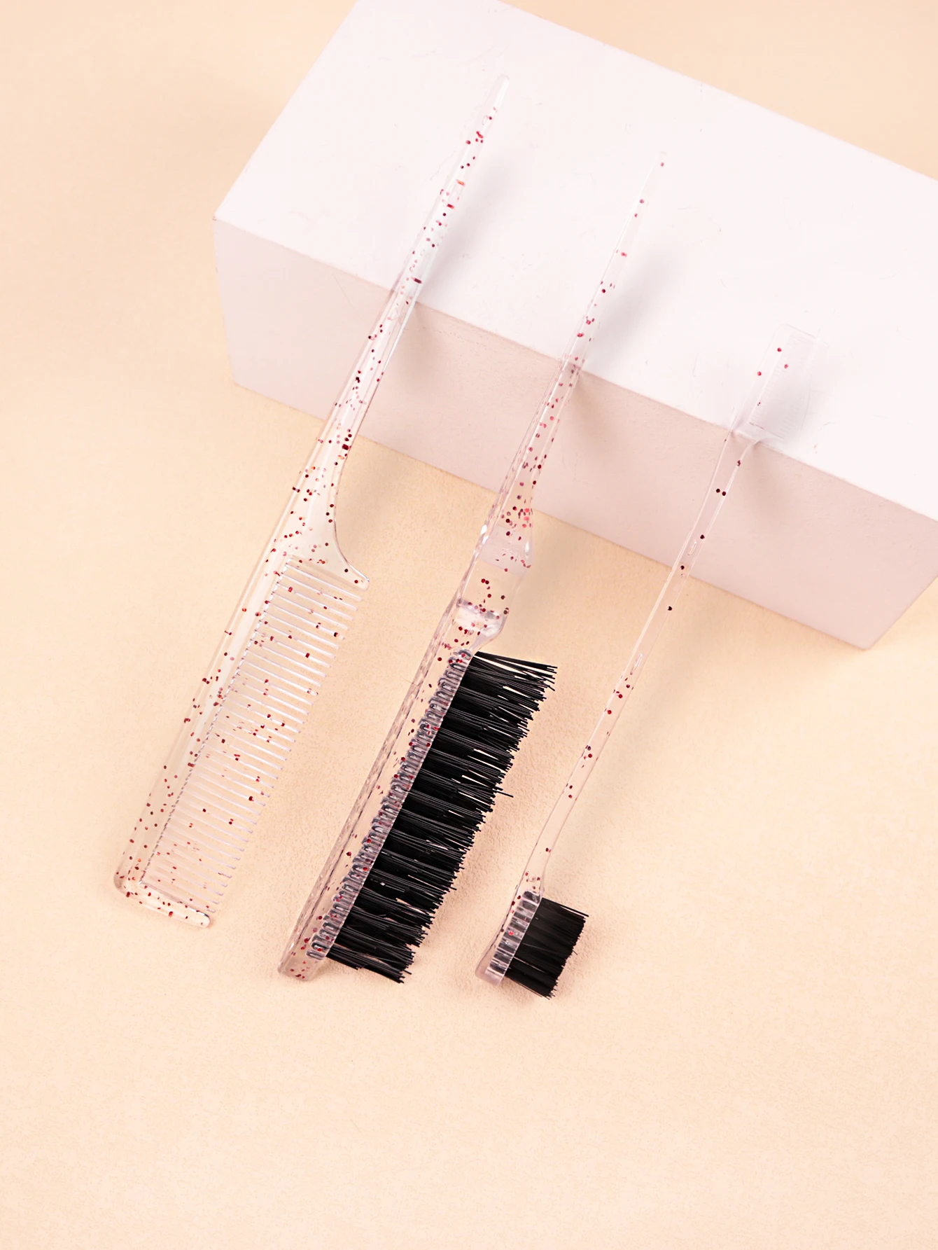 3Pc Hair Brush&Comb Set, Edge Control Brush, Tear Comb Eyebrow Brush,Teasing Comb，Suitable Male Female，Special for real hair wig