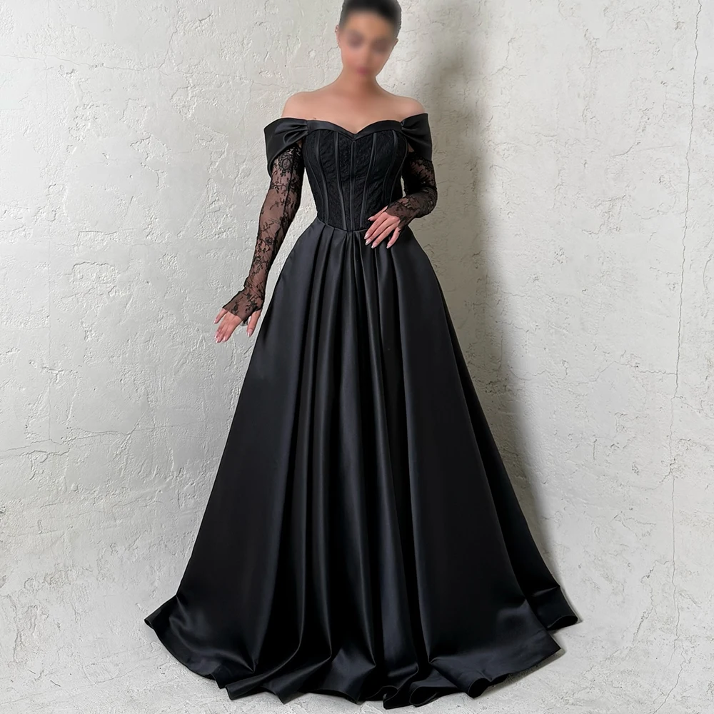 

Атласное вечернее платье с вырезом лодочкой по индивидуальному заказу 2025 года, вечернее платье с рукавами ILLUSION и драпировкой на спине, вечернее платье трапециевидной формы длиной до пола, платье для выпускного вечера