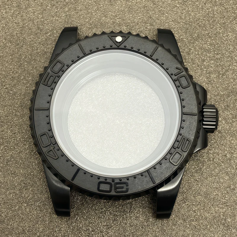 Accessori per la modifica dell'orologio Cassa nera Foglio inferiore piatto trasparente Vetro zaffiro 40MM per movimento NH35