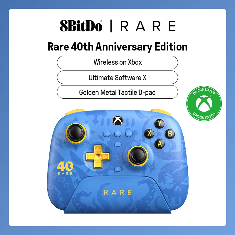 وحدة تحكم 8BitDo Ultimate ذات 3 أوضاع لأجهزة Xbox ومتوافقة مع Windows وApple وAndroid - إصدار نادر للذكرى الأربعين