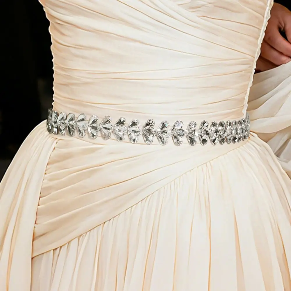 Sweet Crystal Pearls Wedding Rhinestone Belt Satin Dresses Accessories Wedding Ribbon Sash Bridal Sashes Dress Belts for Women